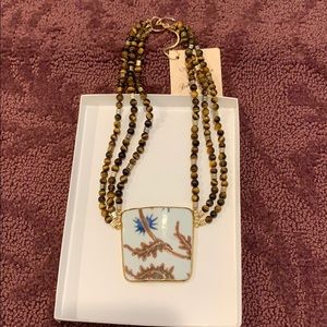 Barbara price one of a kind necklace wood enamel